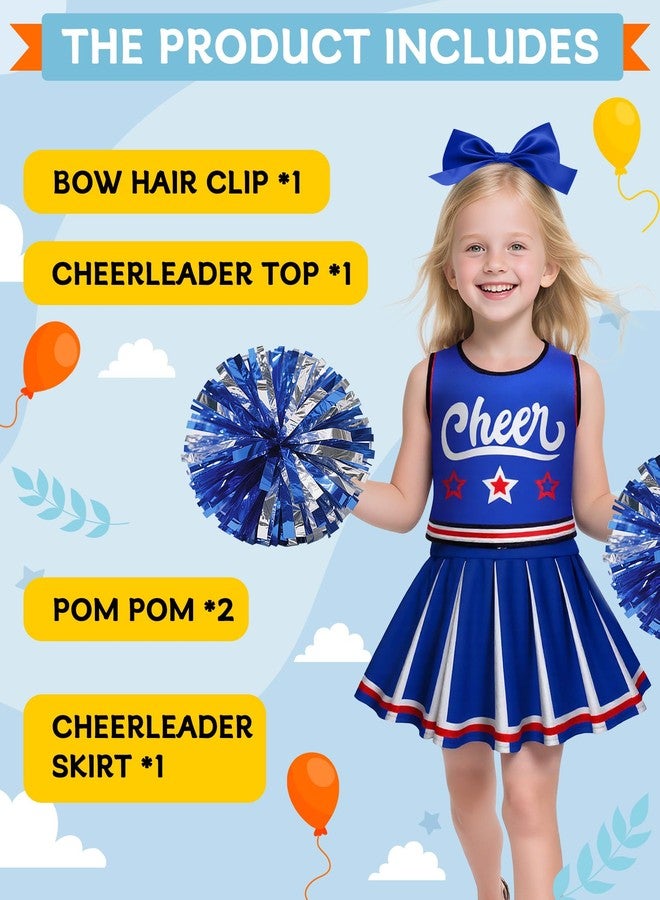 JenPen Cheerleader Costume for Girl, Cute Cheerleading Outfit Cheer Leader Dress for Halloween Cheerleader Gifts(5-7 Year,Blue) - Image 4